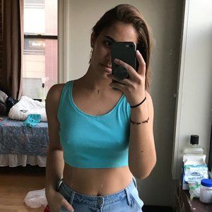 Y2K vintage turquoise cropped tank